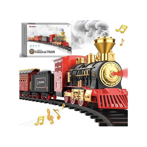 HuBee Classical Train Toy Set with Light and Sound Effects
